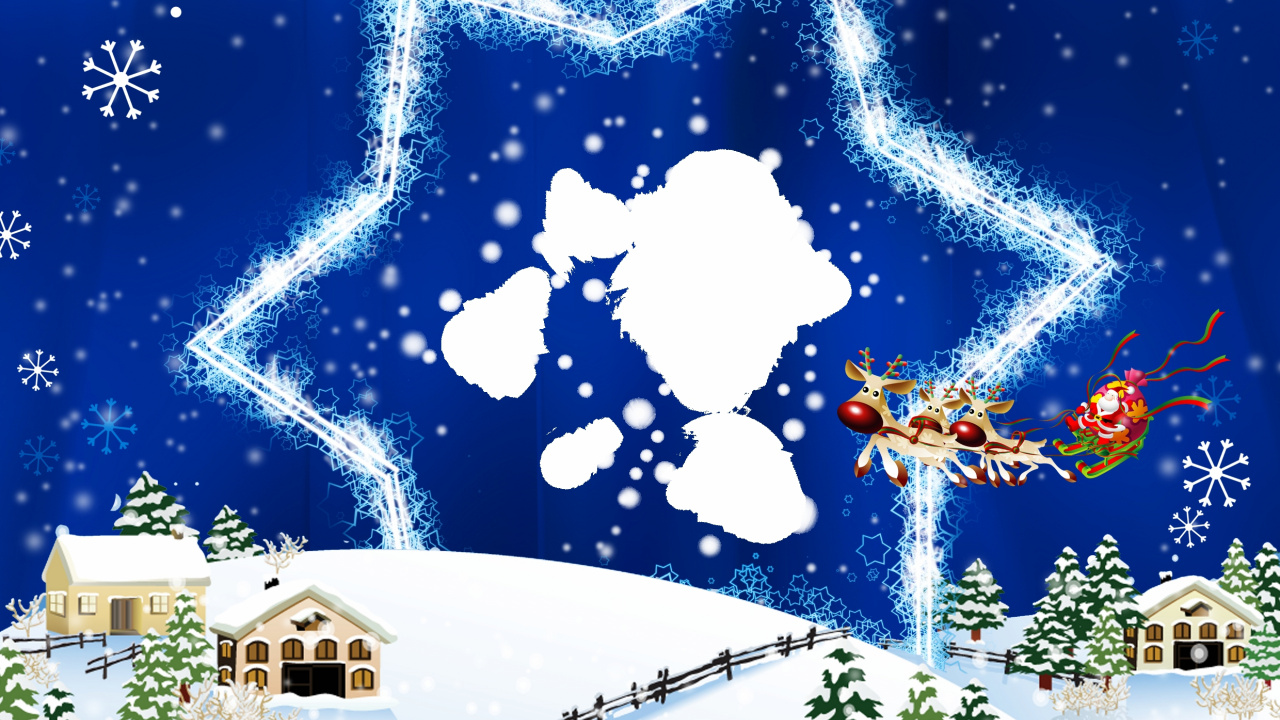 Weihnachtskarte, Weihnachtsbaum, Weihnachtsmann, Baum, Schnee. Wallpaper in 1280x720 Resolution