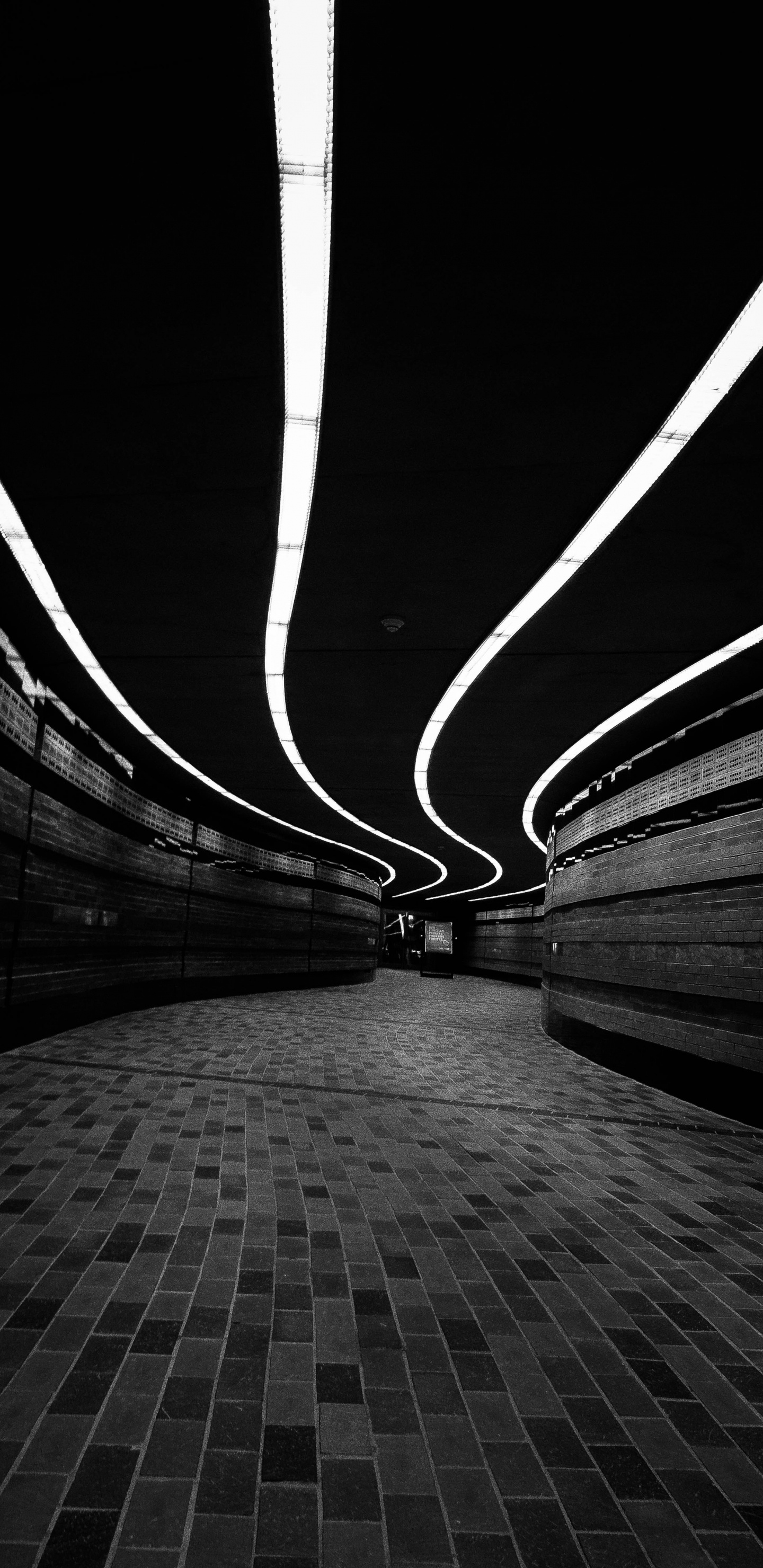 Grayscale Photo of a Tunnel. Wallpaper in 1440x2960 Resolution