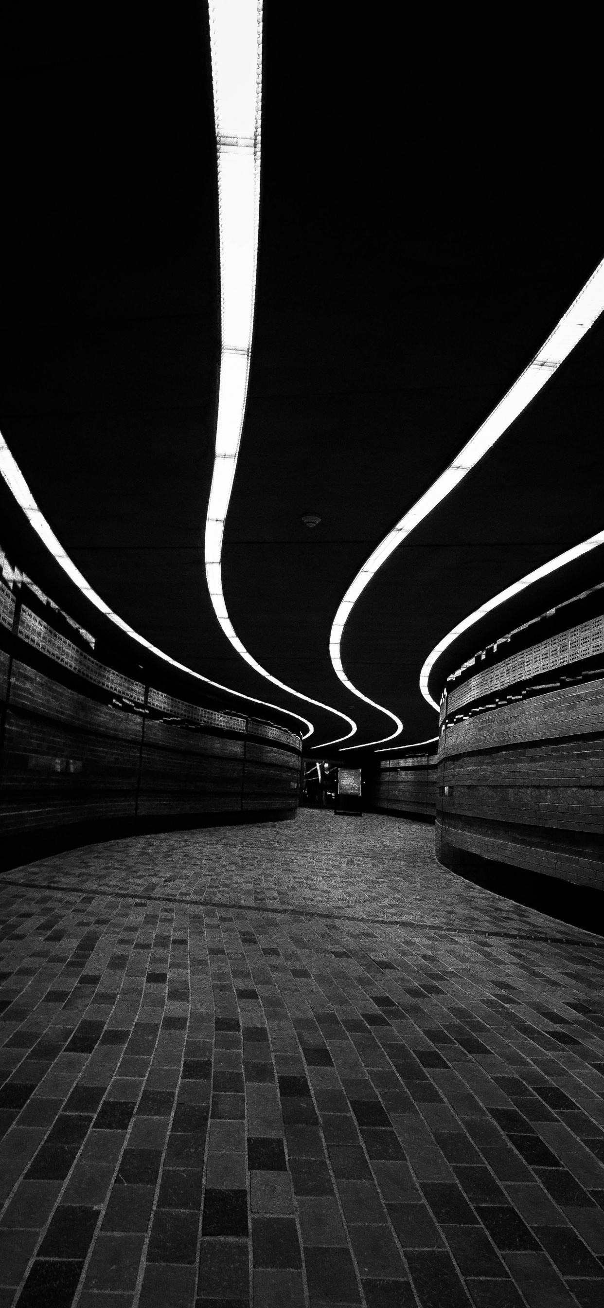 Foto en Escala de Grises de un Túnel. Wallpaper in 1242x2688 Resolution