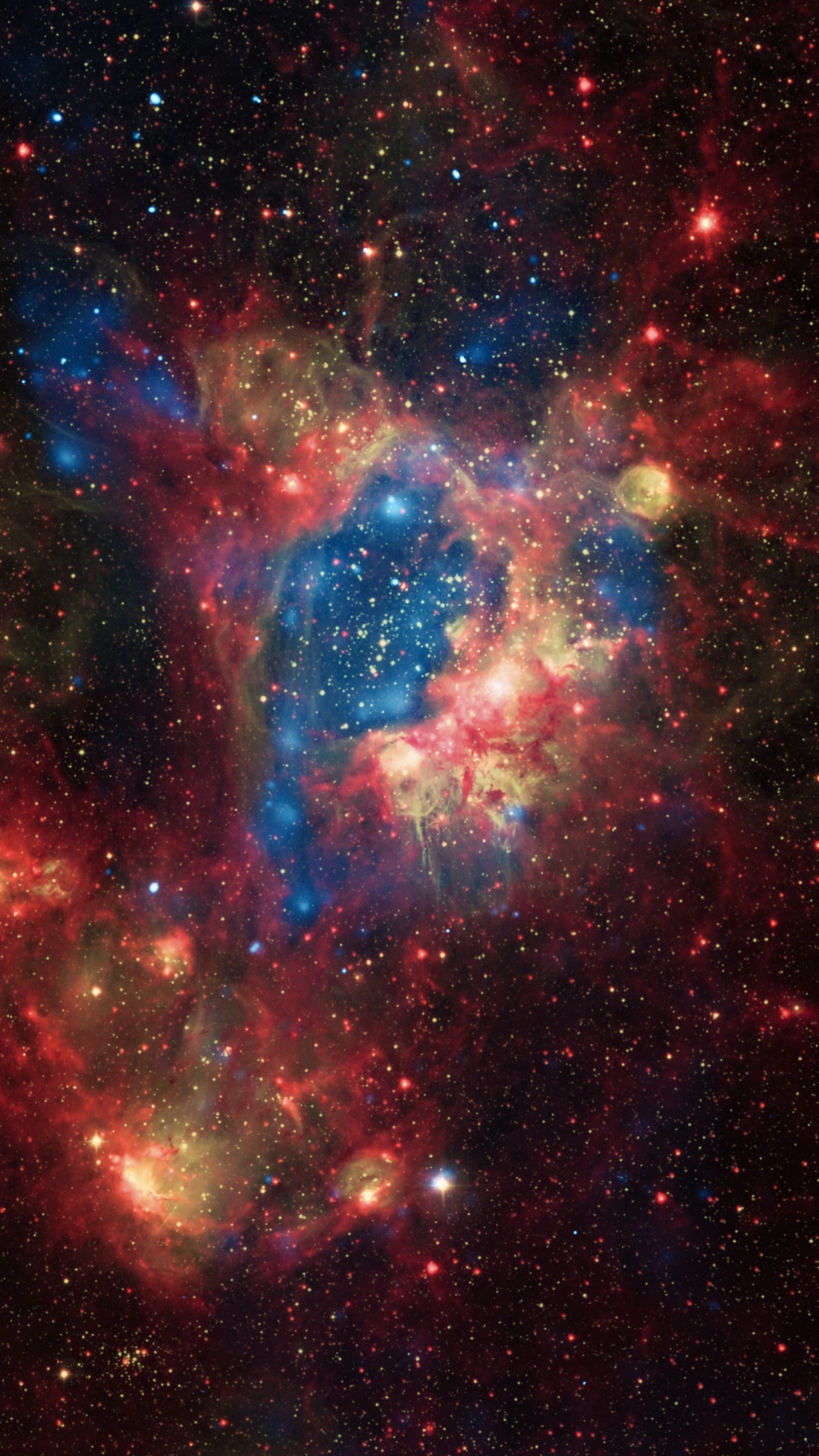 Illustration de la Galaxie Bleue et Rouge. Wallpaper in 1080x1920 Resolution