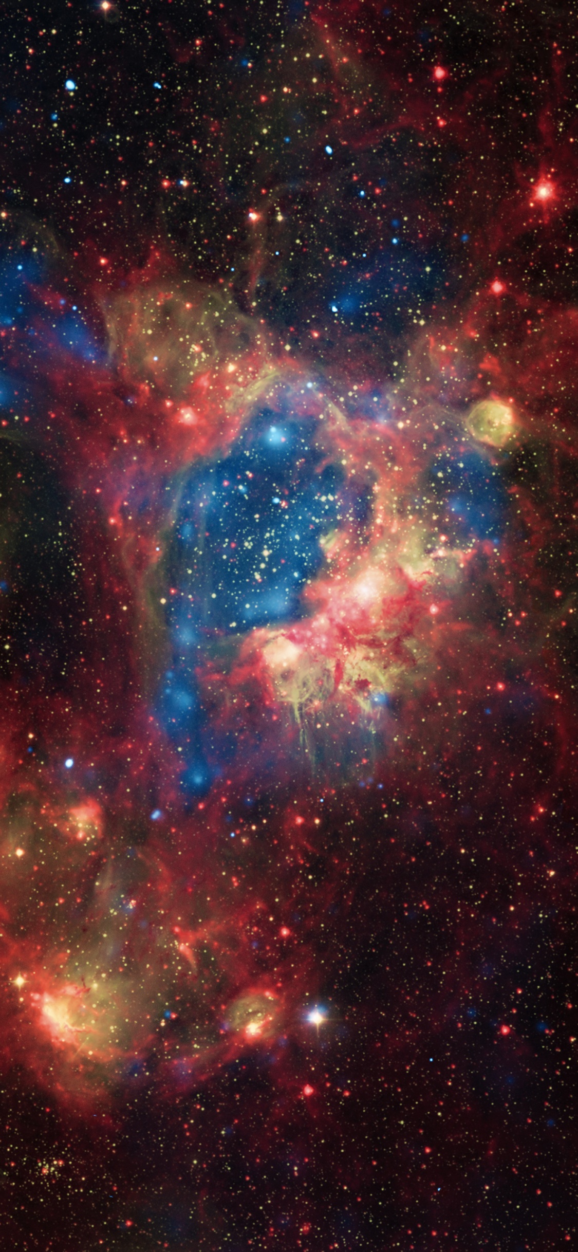 Illustration de la Galaxie Bleue et Rouge. Wallpaper in 1125x2436 Resolution