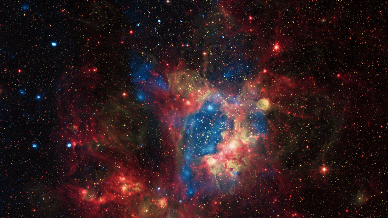 Illustration de la Galaxie Bleue et Rouge. Wallpaper in 1280x720 Resolution