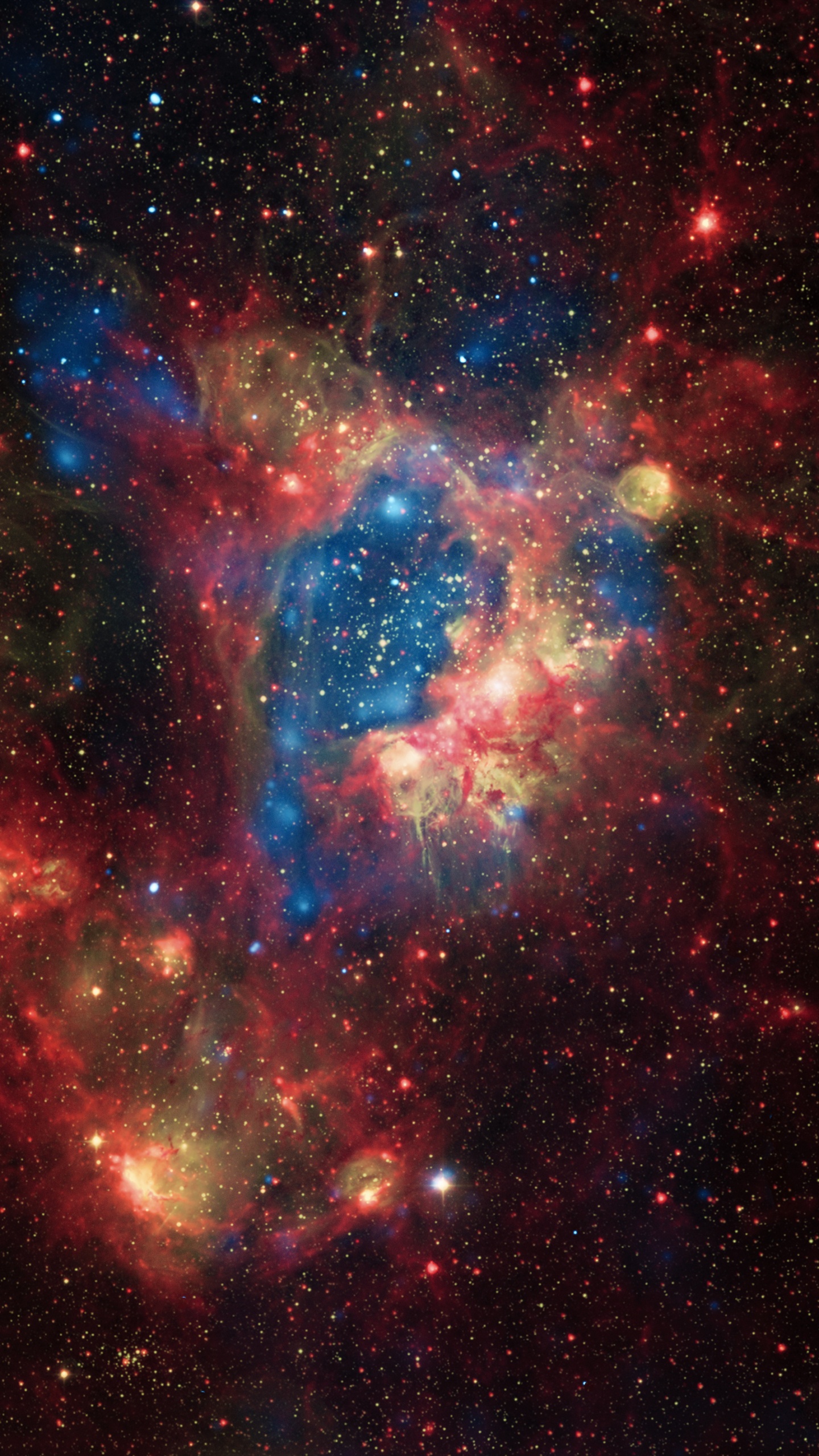 Illustration de la Galaxie Bleue et Rouge. Wallpaper in 1440x2560 Resolution