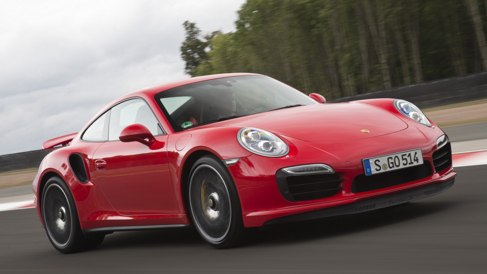 Red Porsche 911 on Road. Wallpaper in 1920x1080 Resolution