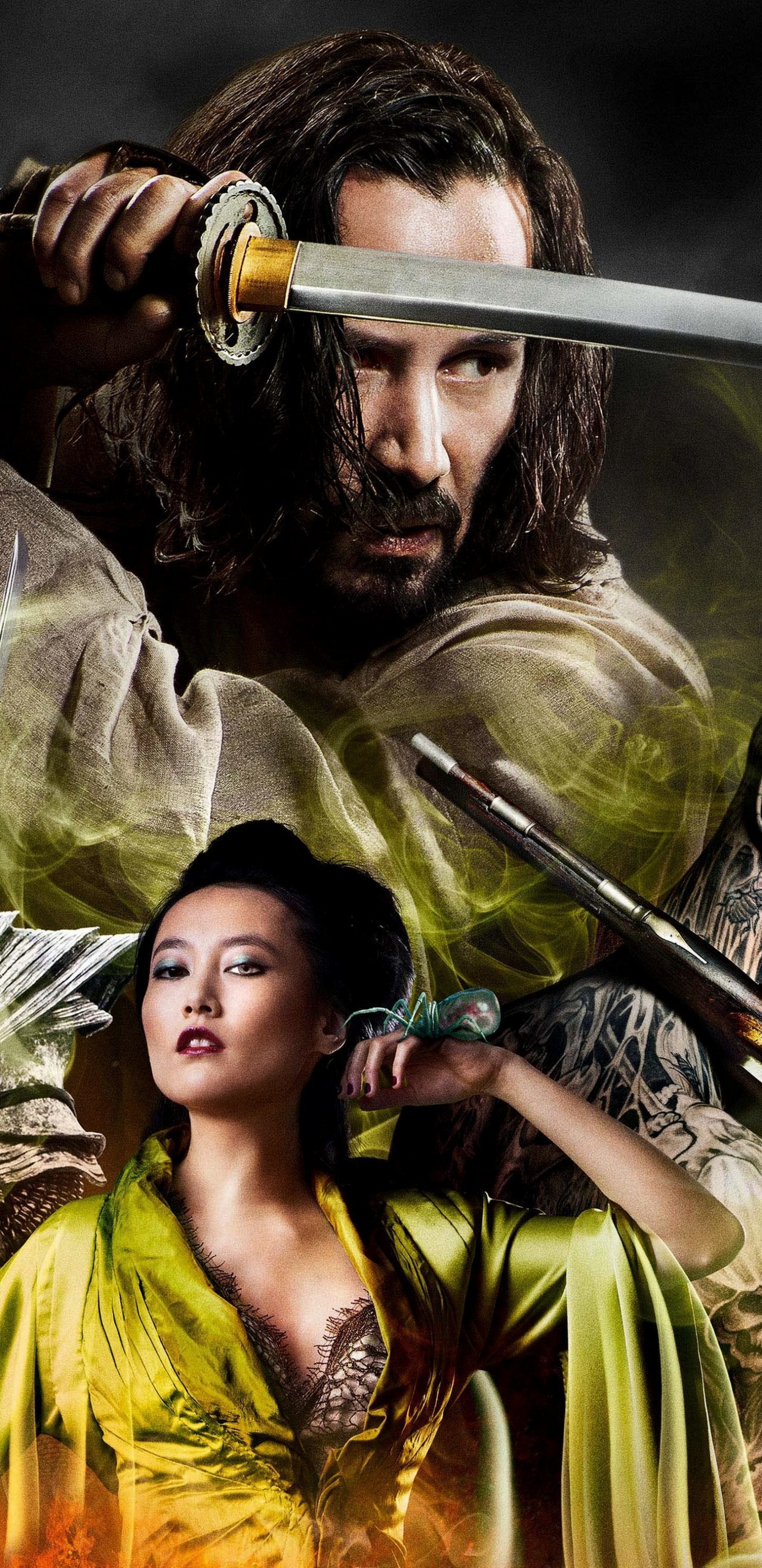 Woman in Yellow Dress Holding Black and Gray Rifle. Wallpaper in 1440x2960 Resolution