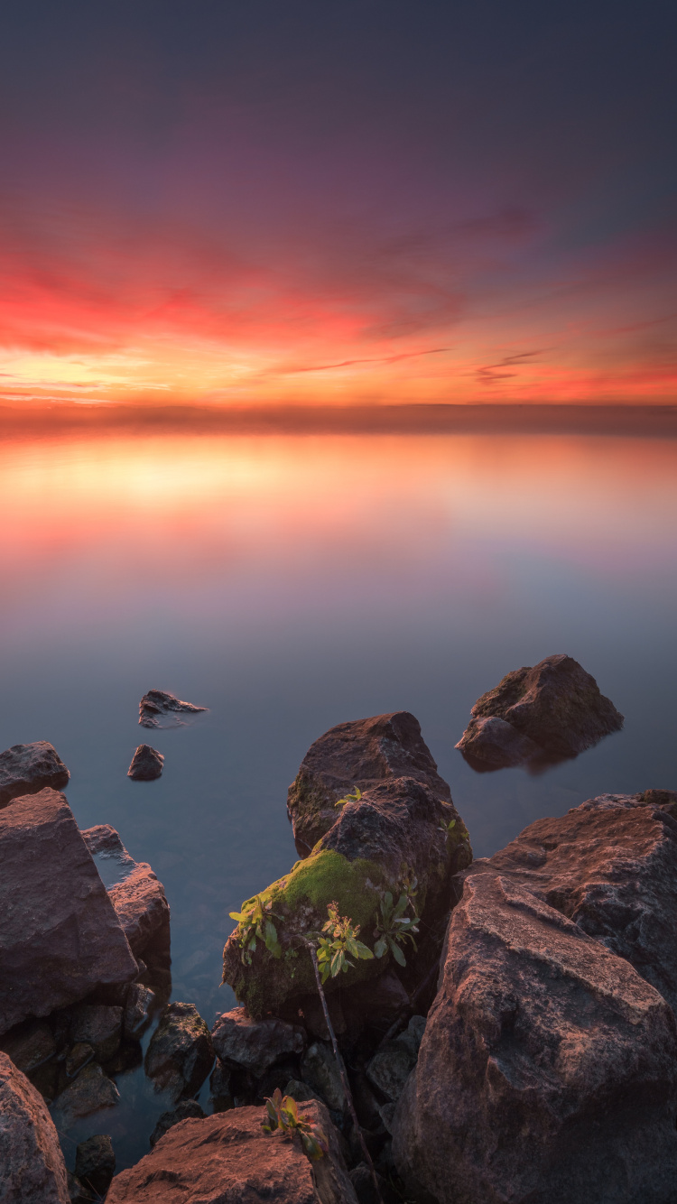 Mar, Agua, Ambiente, Atardecer, Puesta. Wallpaper in 750x1334 Resolution