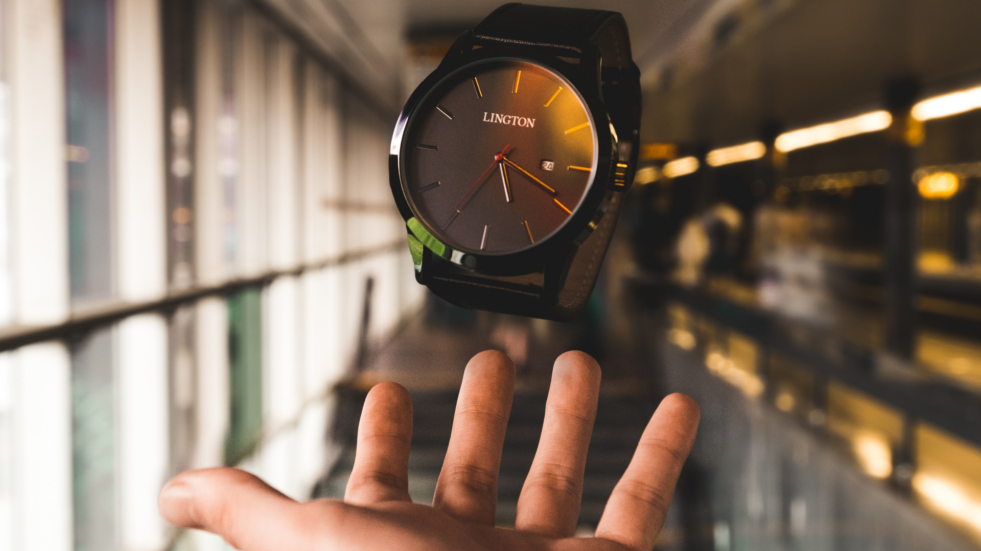 Person Wearing Black and Green Analog Watch. Wallpaper in 1920x1080 Resolution