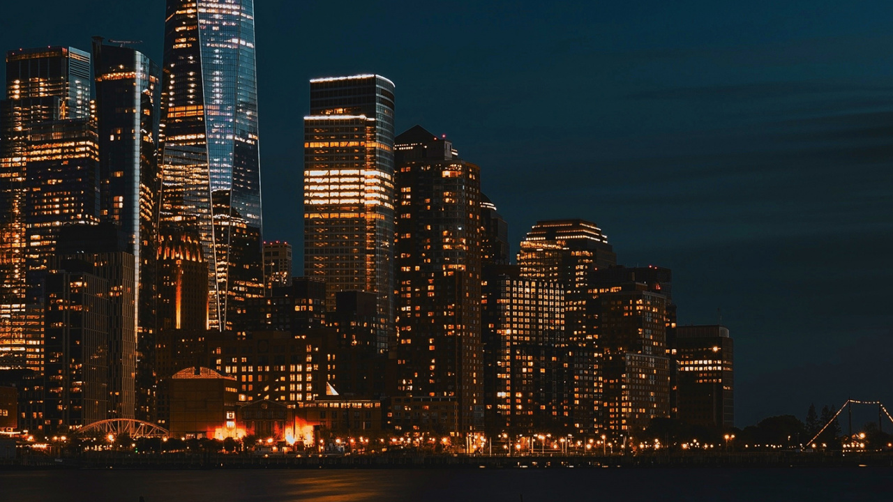 Cityscape, Water, Skyscraper, Building, Tower. Wallpaper in 1280x720 Resolution