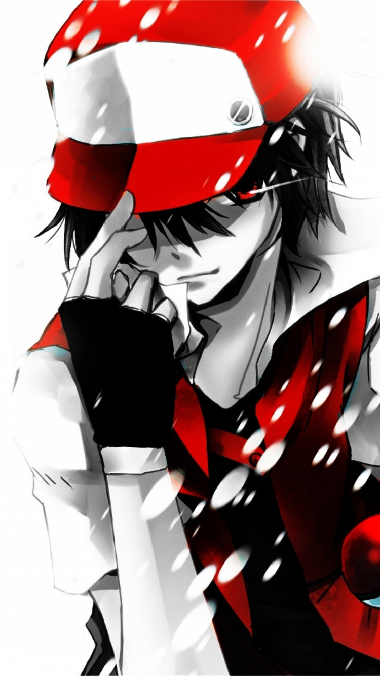 Rojo, Ash Ketchum, Pokémon HeartGold y SoulSilver, Ilustración, Personaje de Ficción. Wallpaper in 750x1334 Resolution