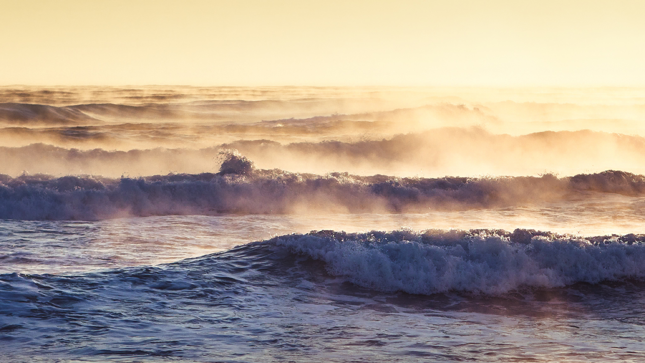 风波, 大海, 海洋, 地平线, 早上 壁纸 2560x1440 允许