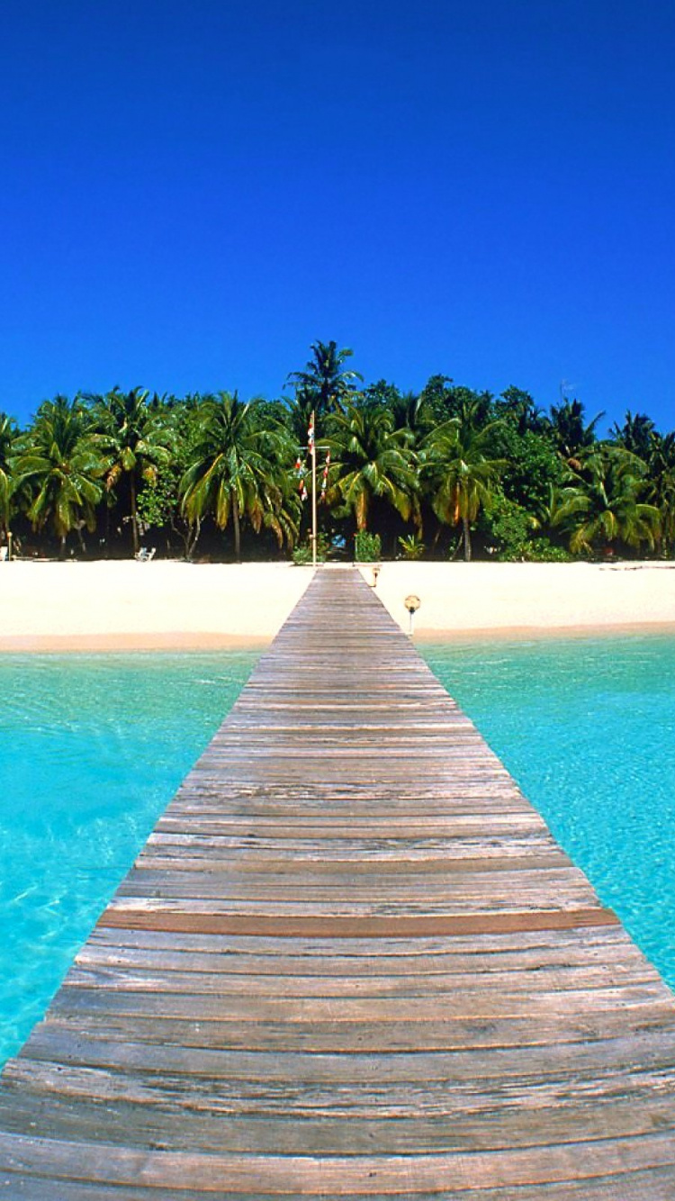 Brown Wooden Dock on Blue Water During Daytime. Wallpaper in 750x1334 Resolution