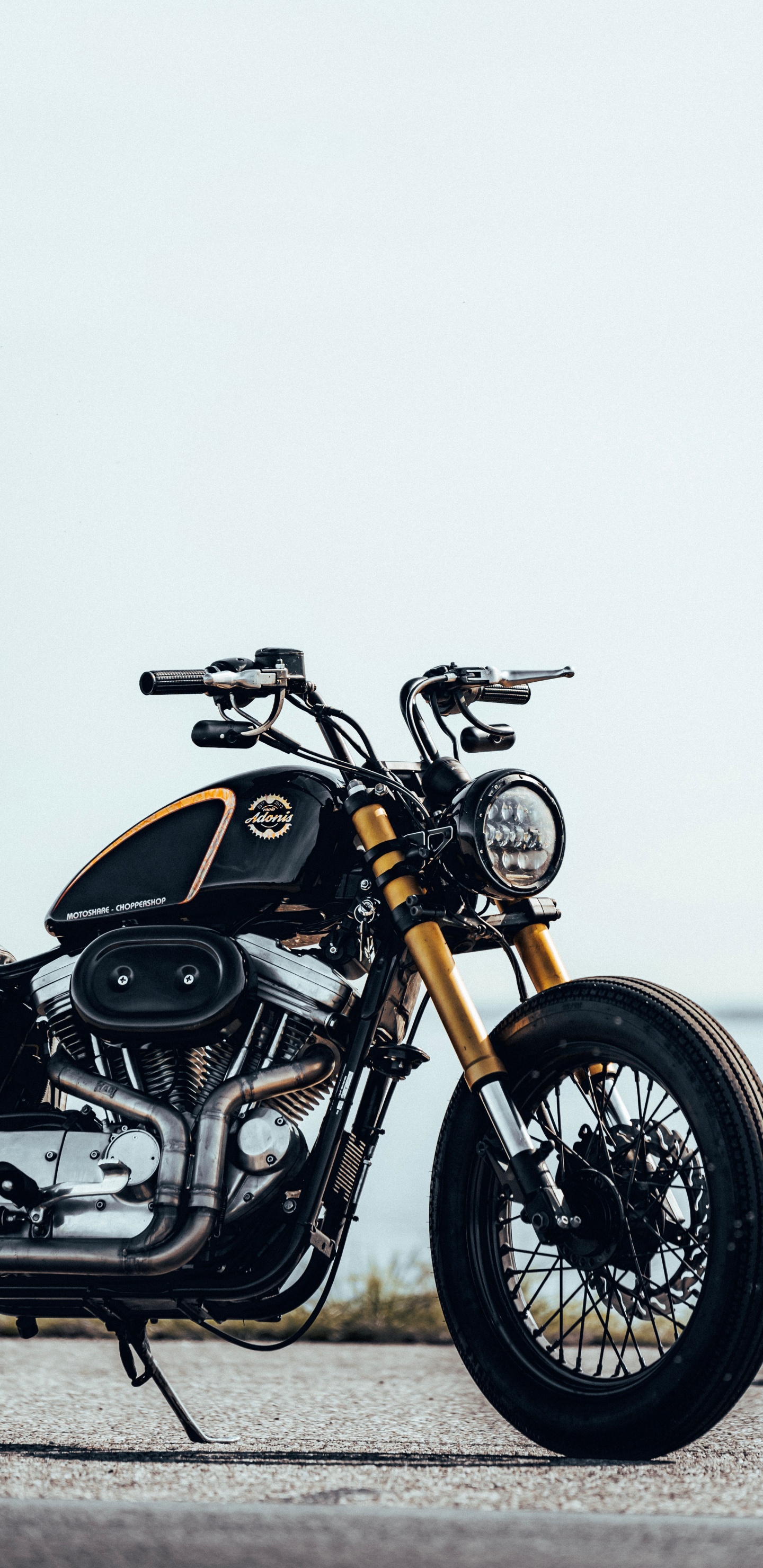 Moto Cruiser Noir et Argent. Wallpaper in 1440x2960 Resolution