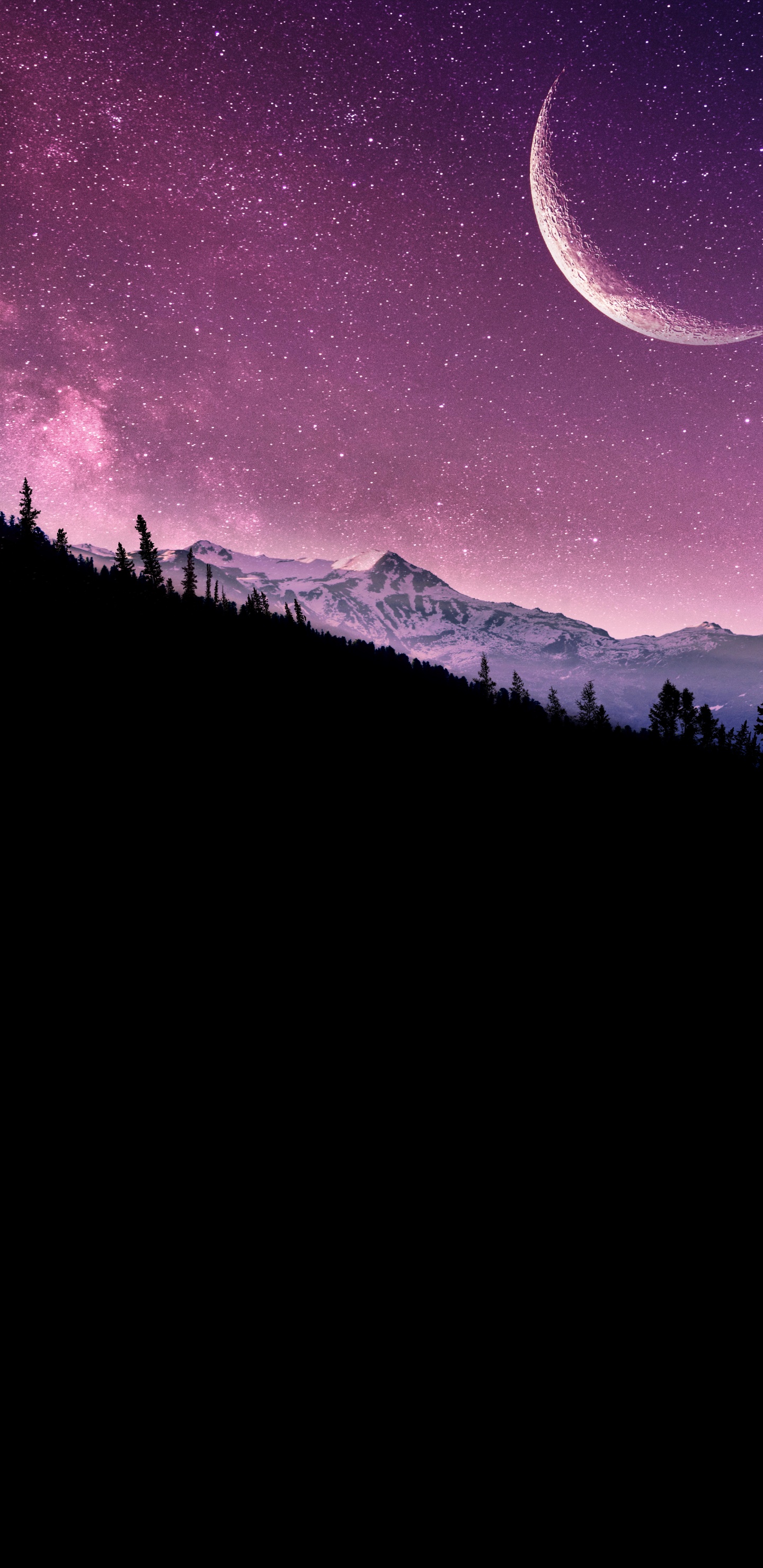 Atmosphäre, Mond, Naturlandschaft, Cloud, Crescent. Wallpaper in 1440x2960 Resolution