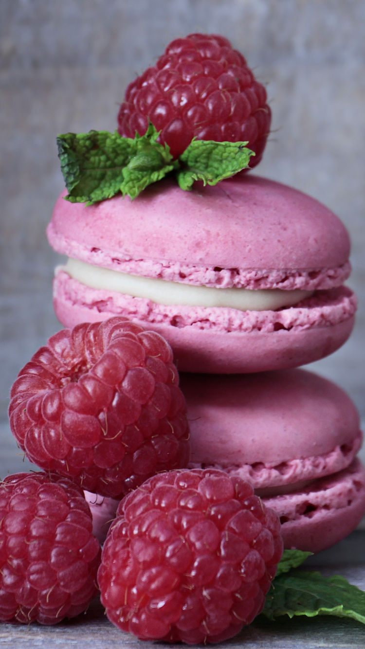 Red Raspberry on Top of Pink Ice Cream. Wallpaper in 750x1334 Resolution