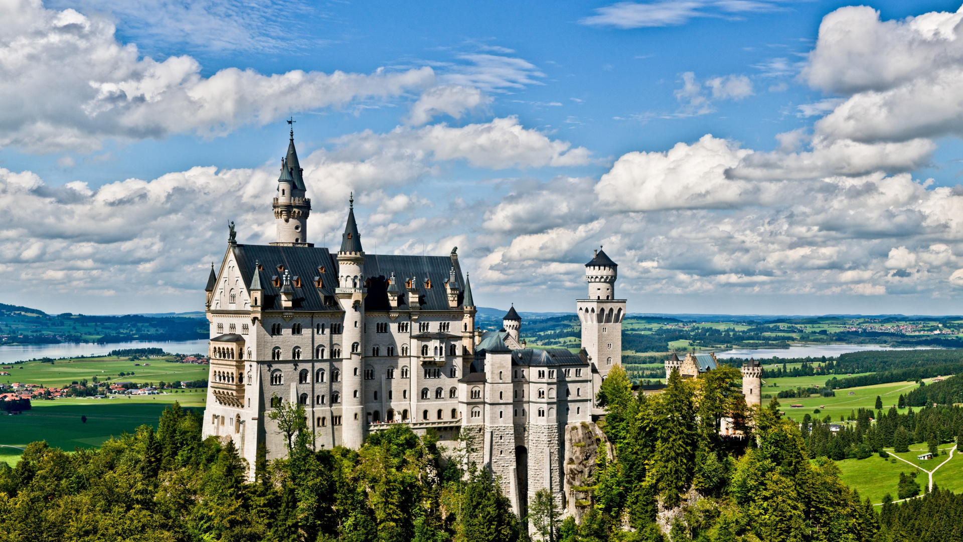 Neuschwanstein, Château de Hohenzollern, Château, Nature, Bâtiment. Wallpaper in 1920x1080 Resolution