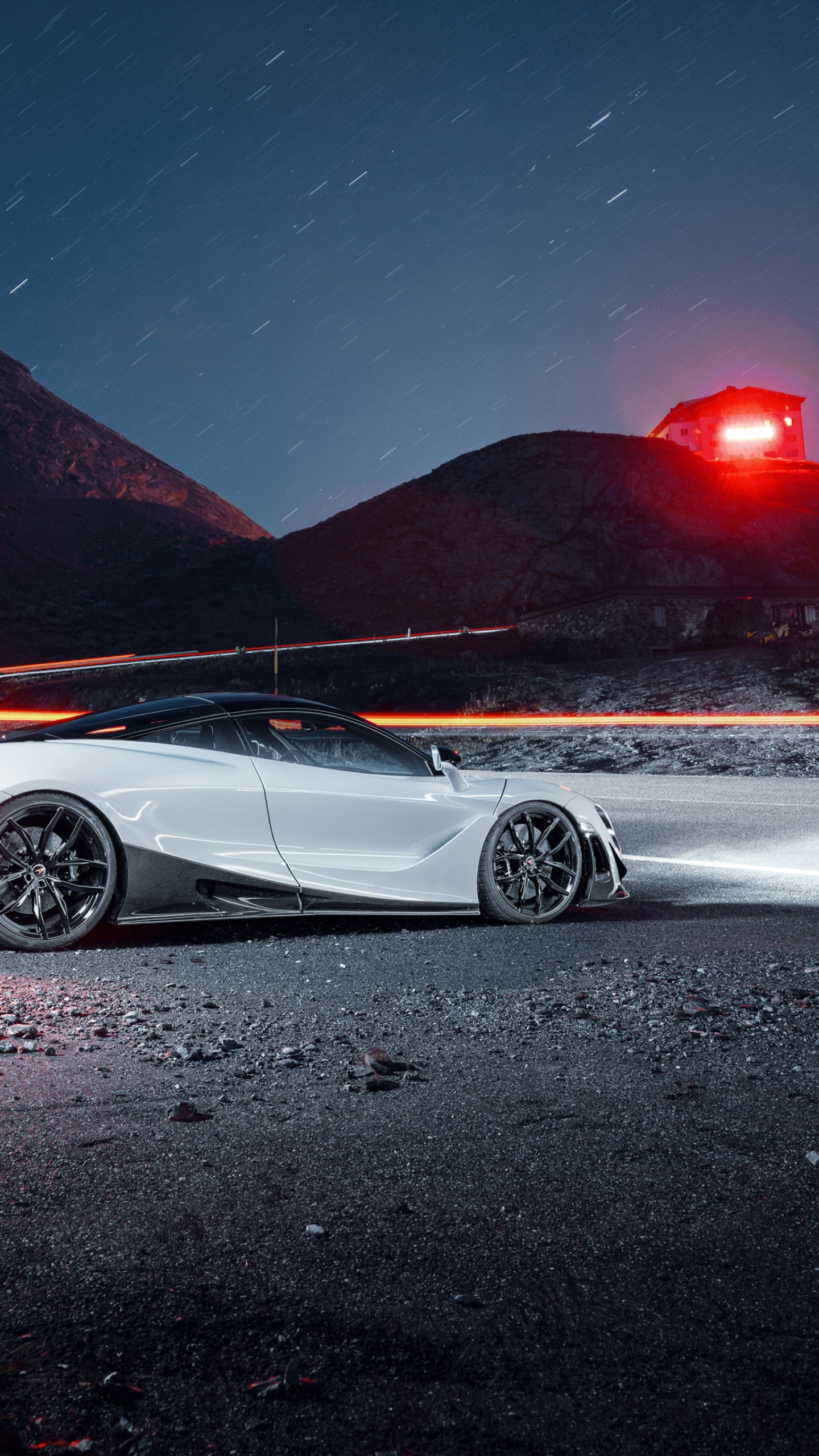 White Coupe on Road During Night Time. Wallpaper in 1440x2560 Resolution