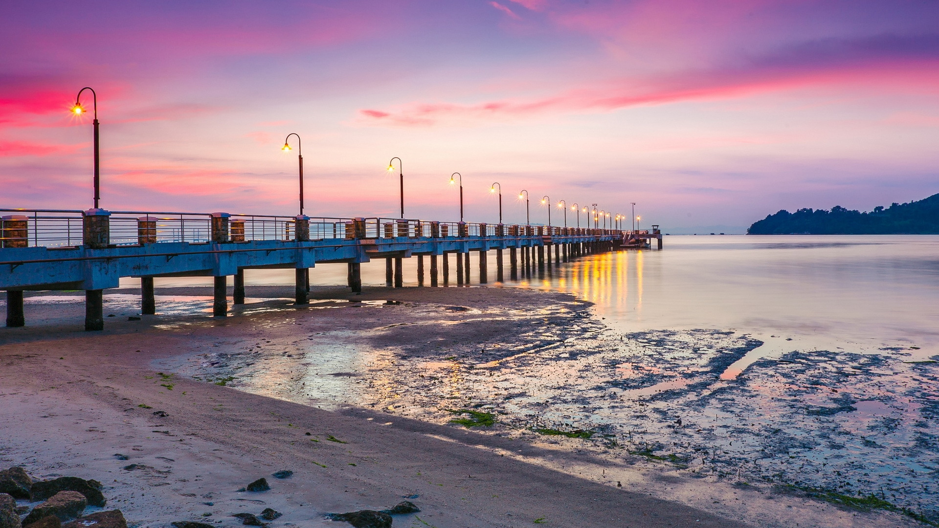 Brown Wooden Dock on Sea During Daytime. Wallpaper in 1920x1080 Resolution