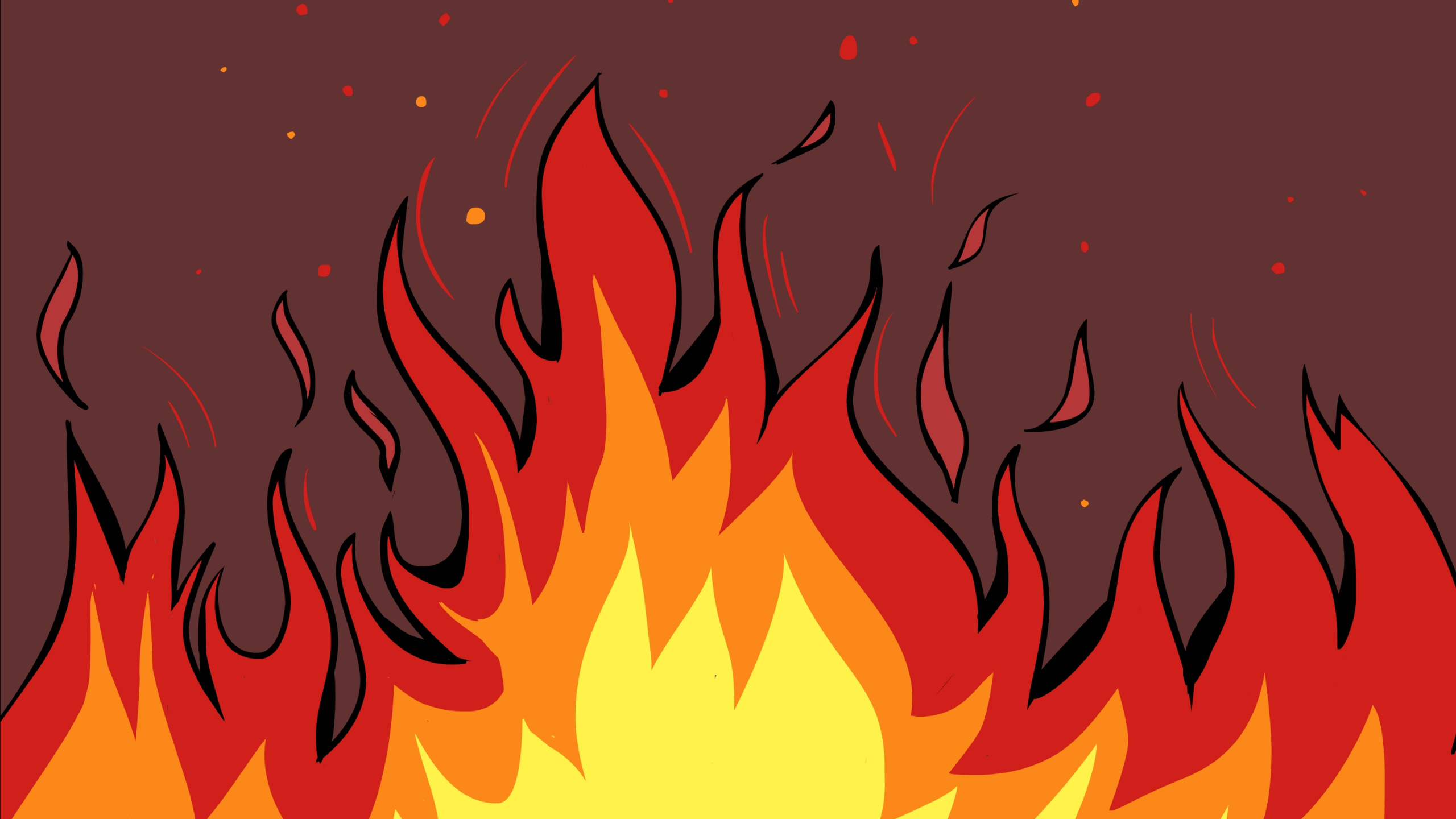 Rote Und Gelbe Flammenillustration. Wallpaper in 2560x1440 Resolution