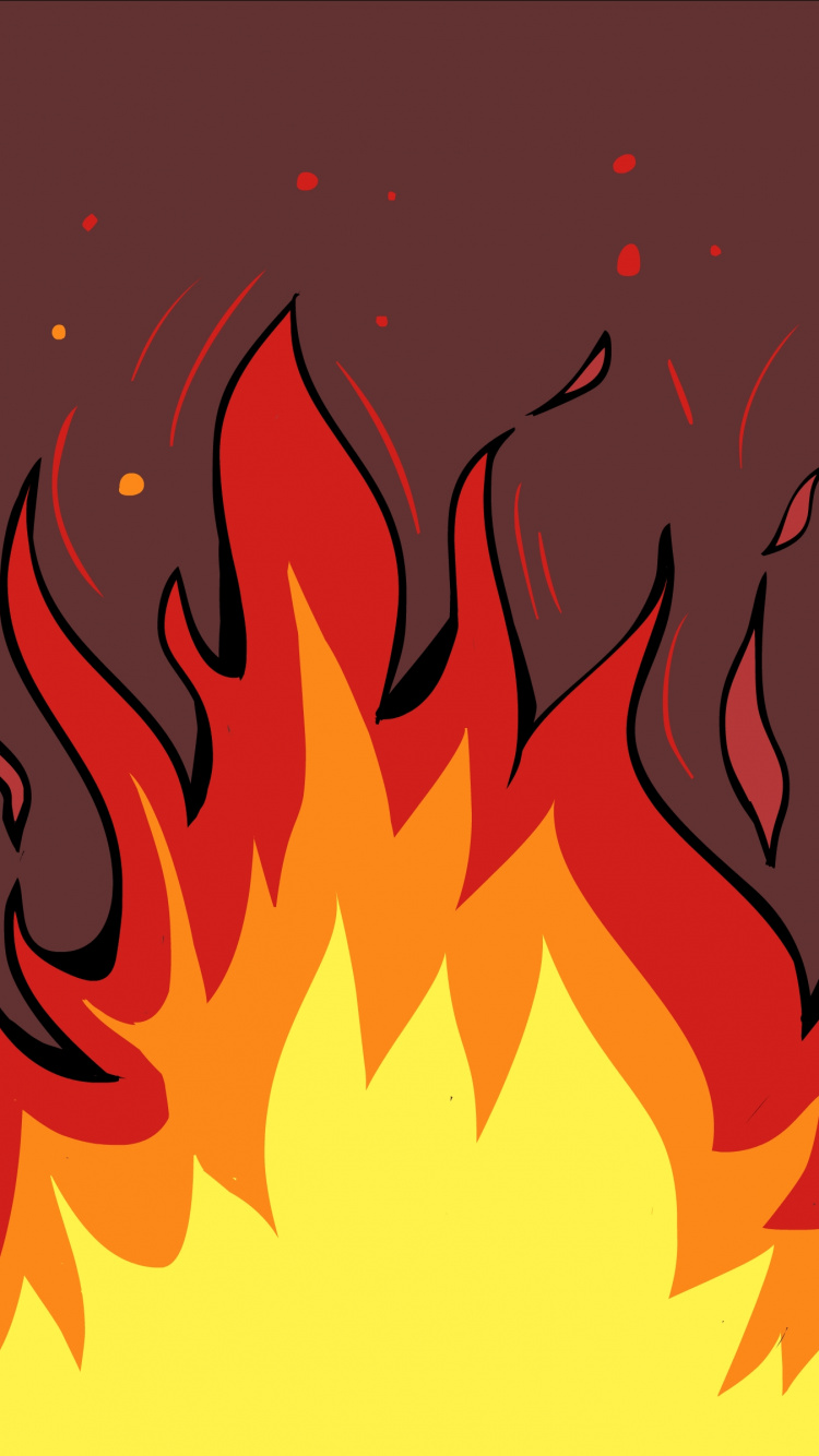 Rote Und Gelbe Flammenillustration. Wallpaper in 750x1334 Resolution