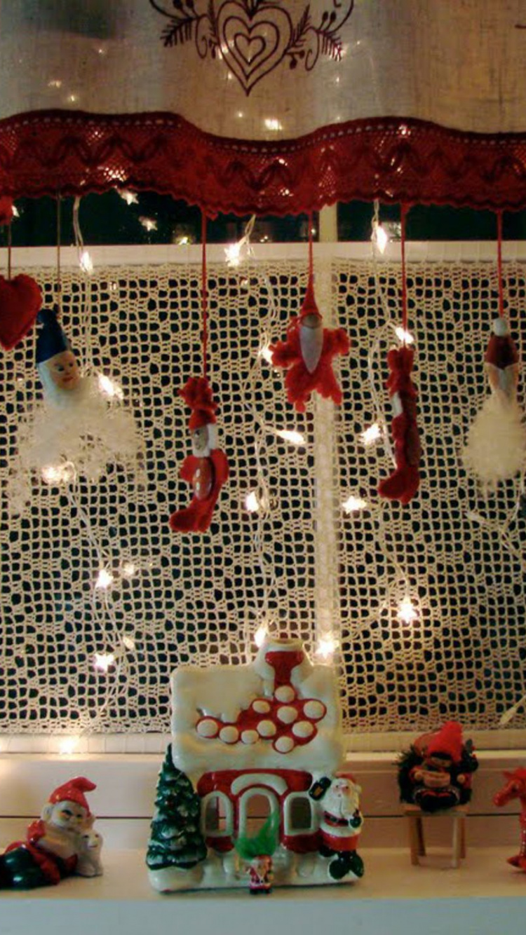 El Día De Navidad, Decoración de la Navidad, Luces de Navidad, La Navidad de la Ventana, Diseño de Interiores. Wallpaper in 750x1334 Resolution