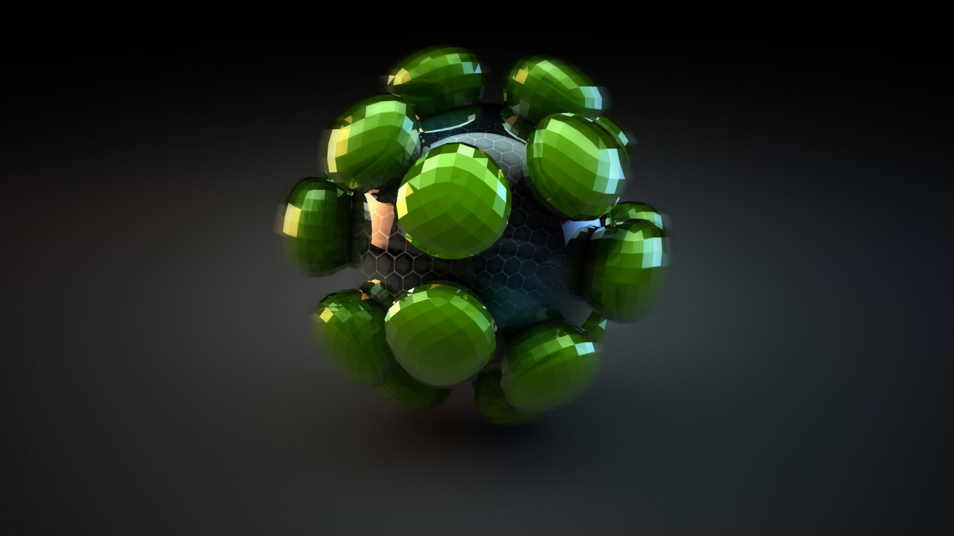 Green and Black Marble Toy. Wallpaper in 1366x768 Resolution