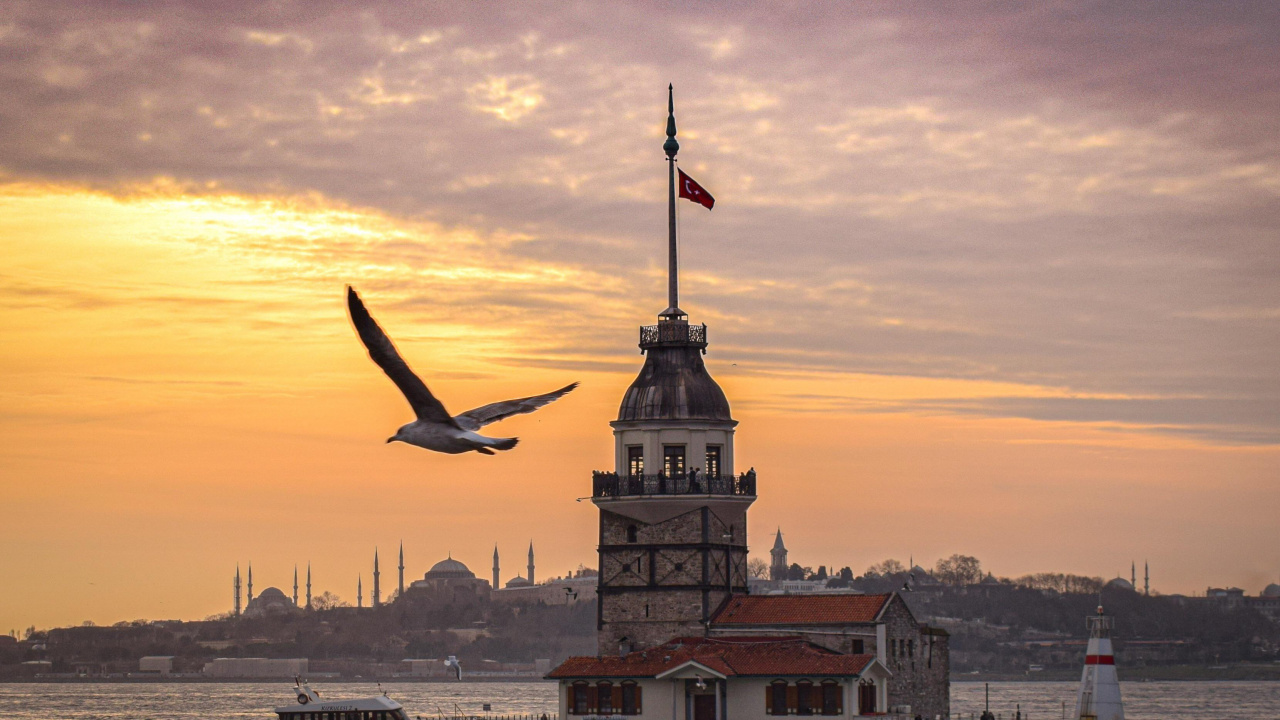 Jungfrauenturm, Galataturm, Hidirlik Turm, Tower, Meer Von Marmara. Wallpaper in 1280x720 Resolution