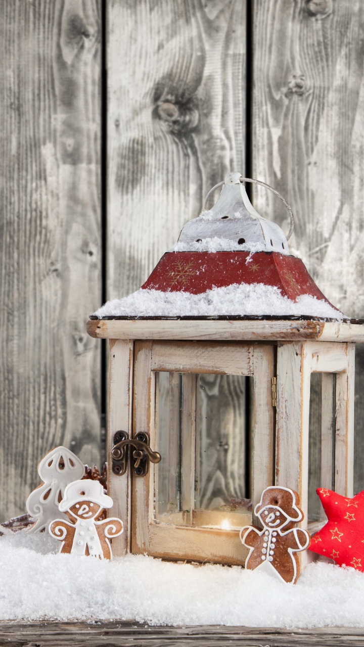 Christmas Day, Lantern, Christmas Lights, Snow, Winter. Wallpaper in 720x1280 Resolution