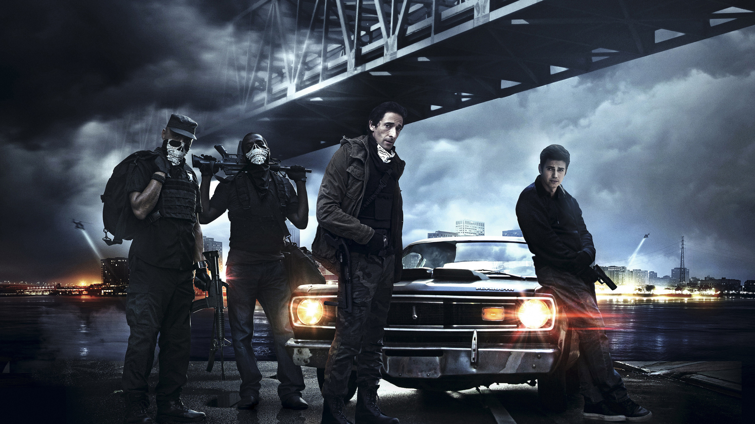 Man in Black Jacket Standing Beside Man in Black Jacket Standing Beside Car During Night Time. Wallpaper in 2560x1440 Resolution