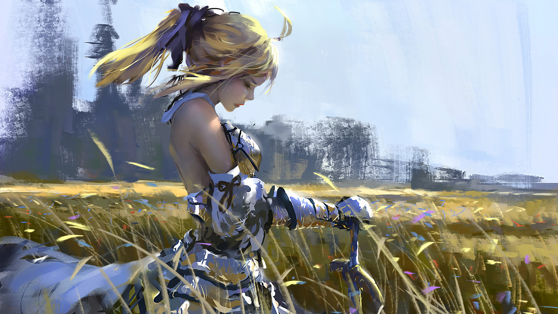 Femme en Robe Noire et Blanche Debout Sur un Terrain D'herbe Verte Pendant la Journée. Wallpaper in 1920x1080 Resolution