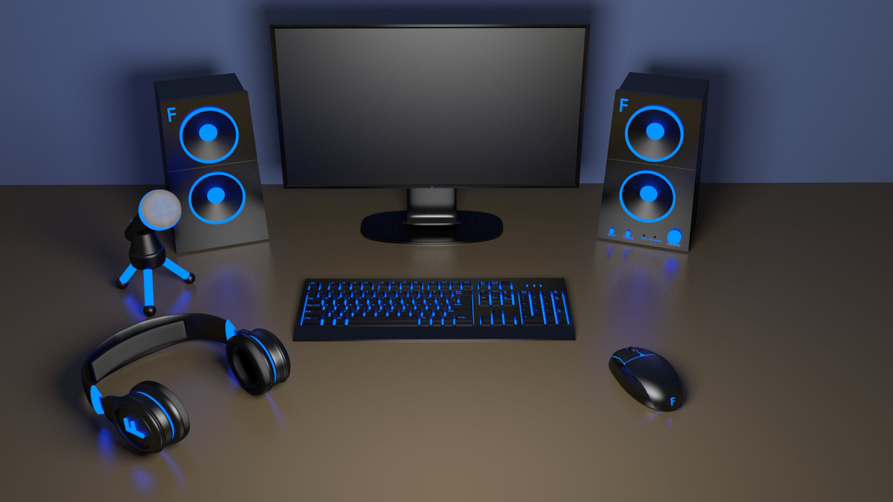 Black Flat Screen Computer Monitor and Black Computer Keyboard. Wallpaper in 1280x720 Resolution