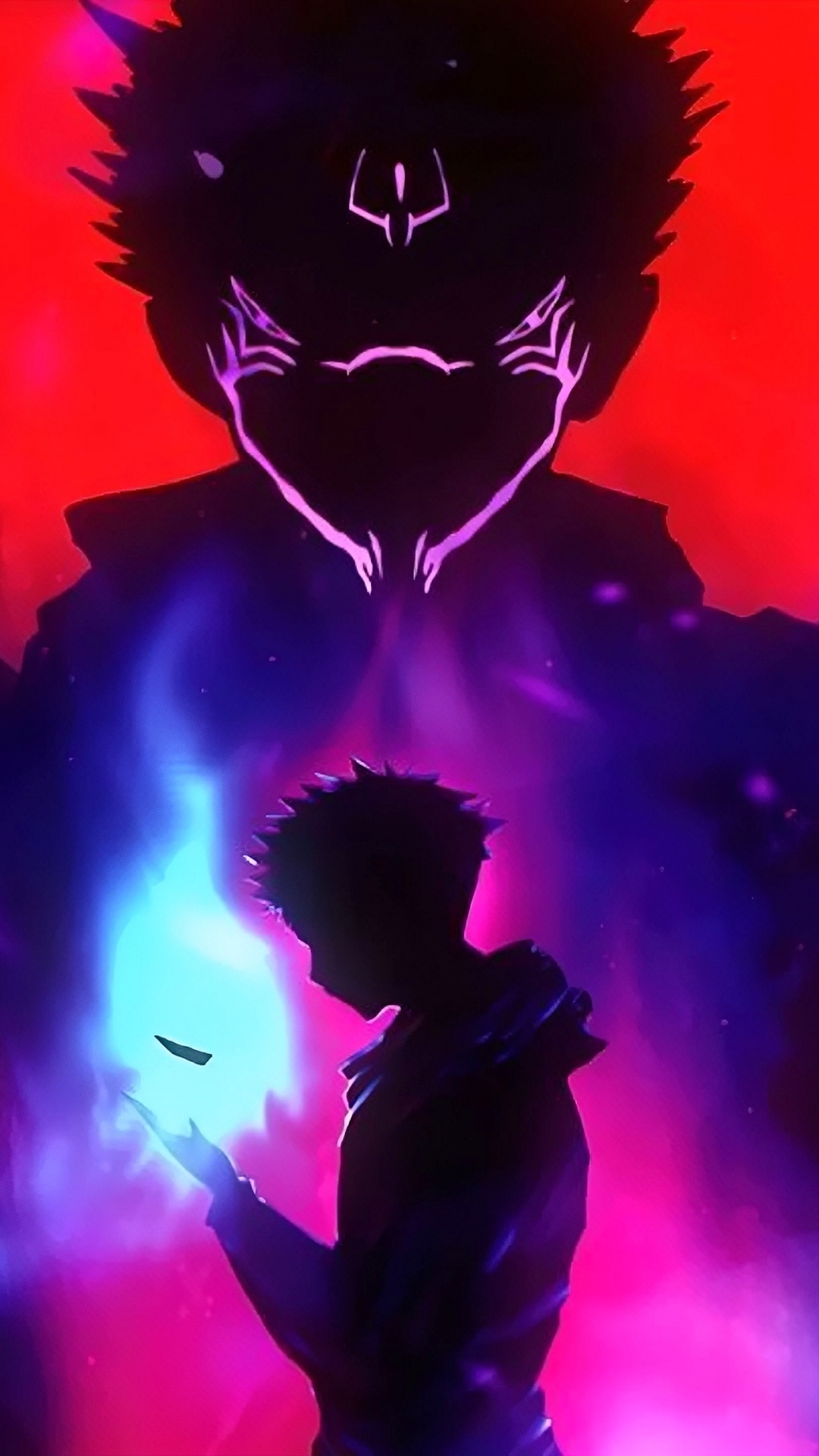 Yuji Itadori, Jujutsu Kaisen, Ryomen Sus Pies, Satoru Gojo, Megumi Fushiguro. Wallpaper in 1080x1920 Resolution