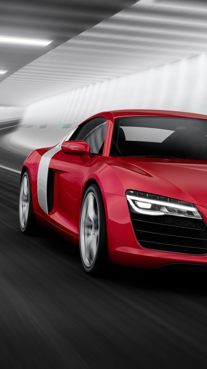 Roter Audi r 8 Unterwegs. Wallpaper in 720x1280 Resolution