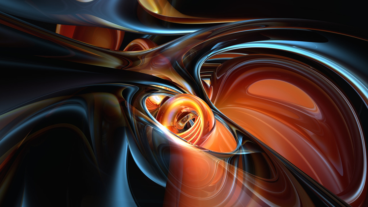 Peinture Abstraite Orange et Bleue. Wallpaper in 1280x720 Resolution