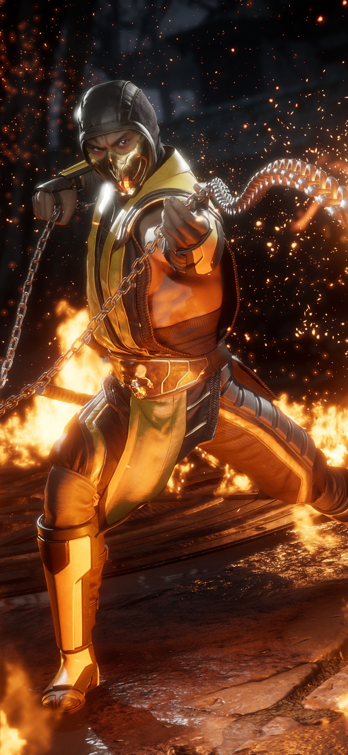 Mortal Kombat 11, Mortal Kombat x, Escorpión, Raiden, Calor. Wallpaper in 1125x2436 Resolution