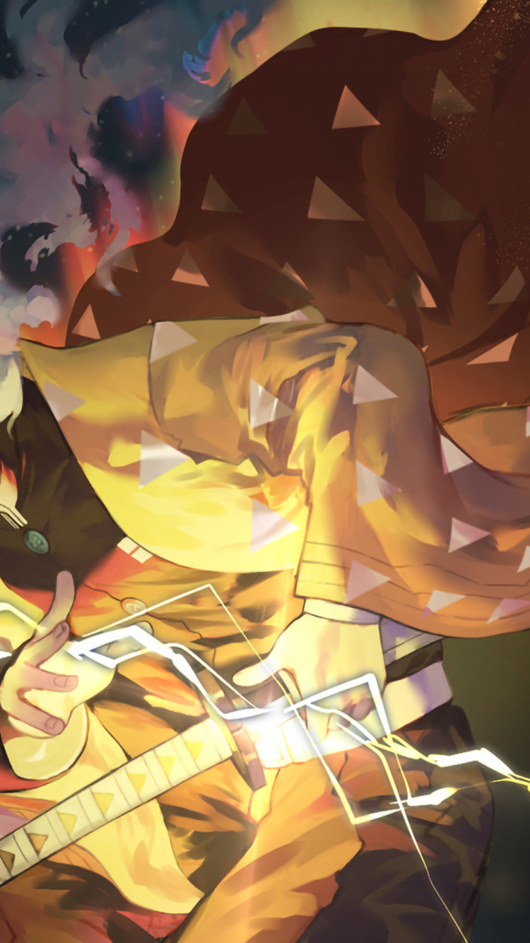 Zenitsu Agatsuma, Tanjiro Kamado, Demon Slayer Kimetsu no Yaiba, Plant, Art. Wallpaper in 750x1334 Resolution