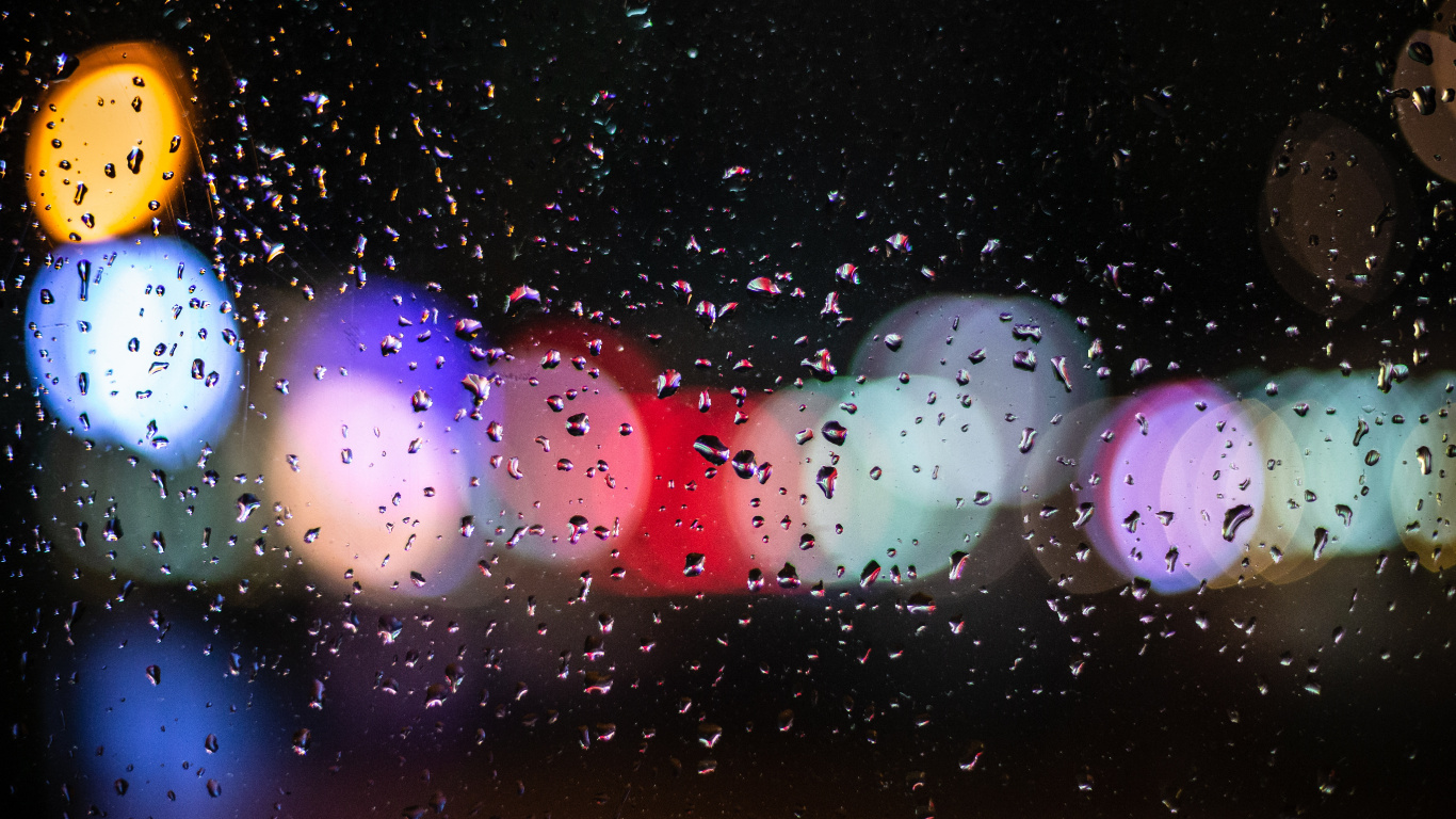 Blendung, Bokeh, Licht, Wasser, Regen. Wallpaper in 1366x768 Resolution
