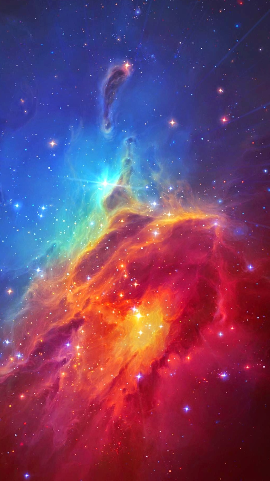 Illustration de la Galaxie Rouge et Bleue. Wallpaper in 1080x1920 Resolution