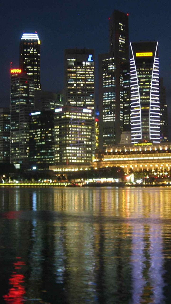 Skyline Der Stadt Bei Nacht Night. Wallpaper in 720x1280 Resolution