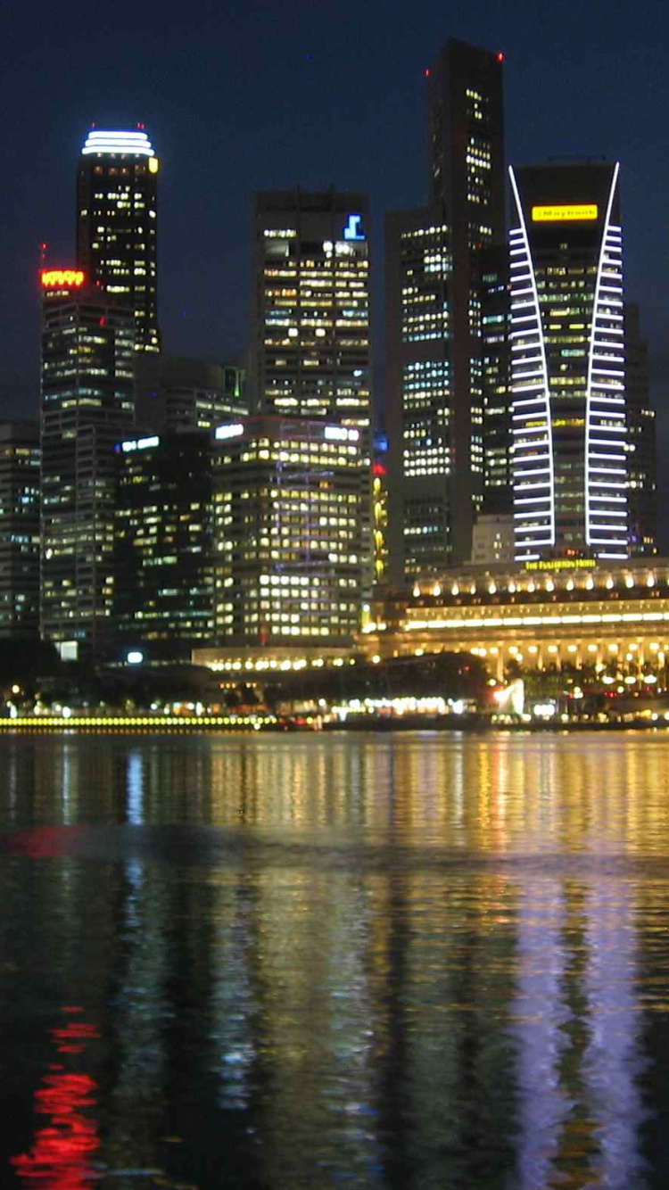 Skyline Der Stadt Bei Nacht Night. Wallpaper in 750x1334 Resolution