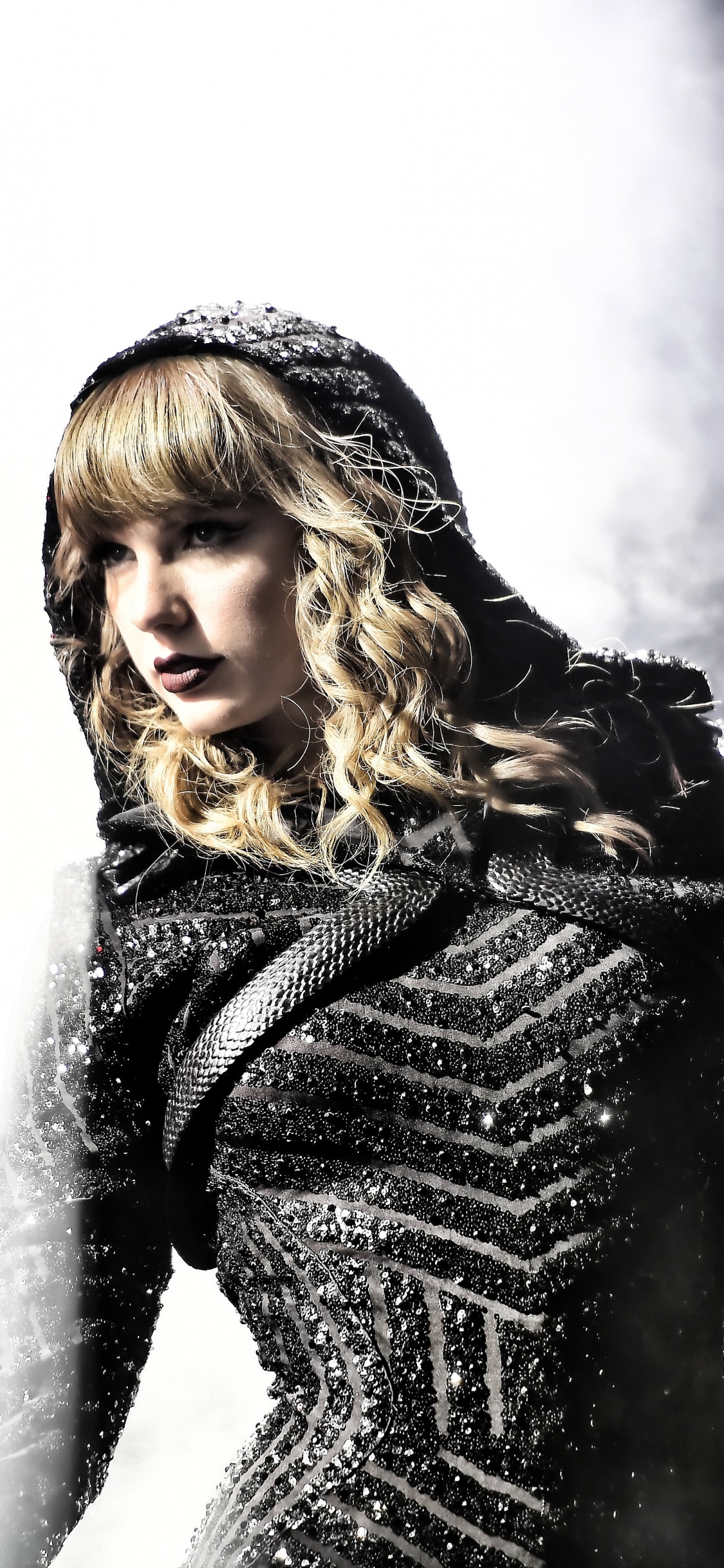 Taylor Swift, 音乐会, 黑色的, 巡回演唱会, 黑色和白色的 壁纸 1125x2436 允许