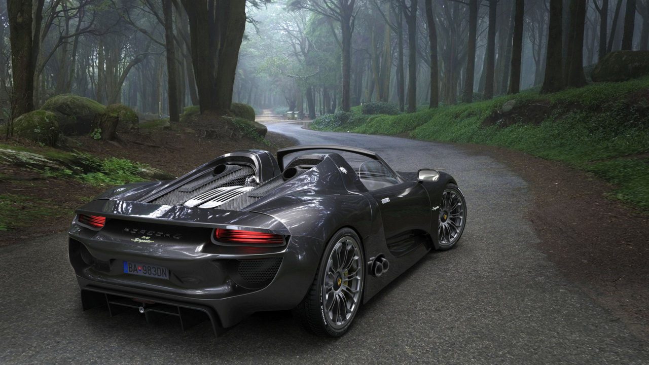 Black Porsche 911 Parked on Road. Wallpaper in 1280x720 Resolution