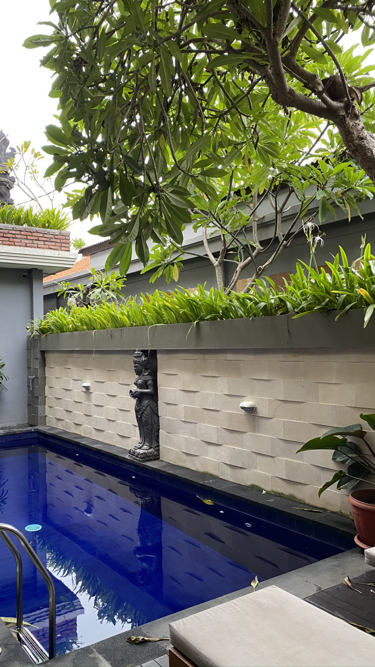 Piscina, Inmueble, Azul Majorelle, Maceta, Propiedad. Wallpaper in 750x1334 Resolution