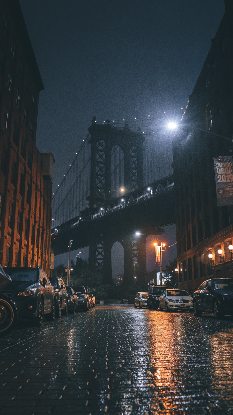 Brooklyn Bridge Park, Manhattan Bridge, Brooklyn Bridge, Brücke, Gebäude. Wallpaper in 750x1334 Resolution