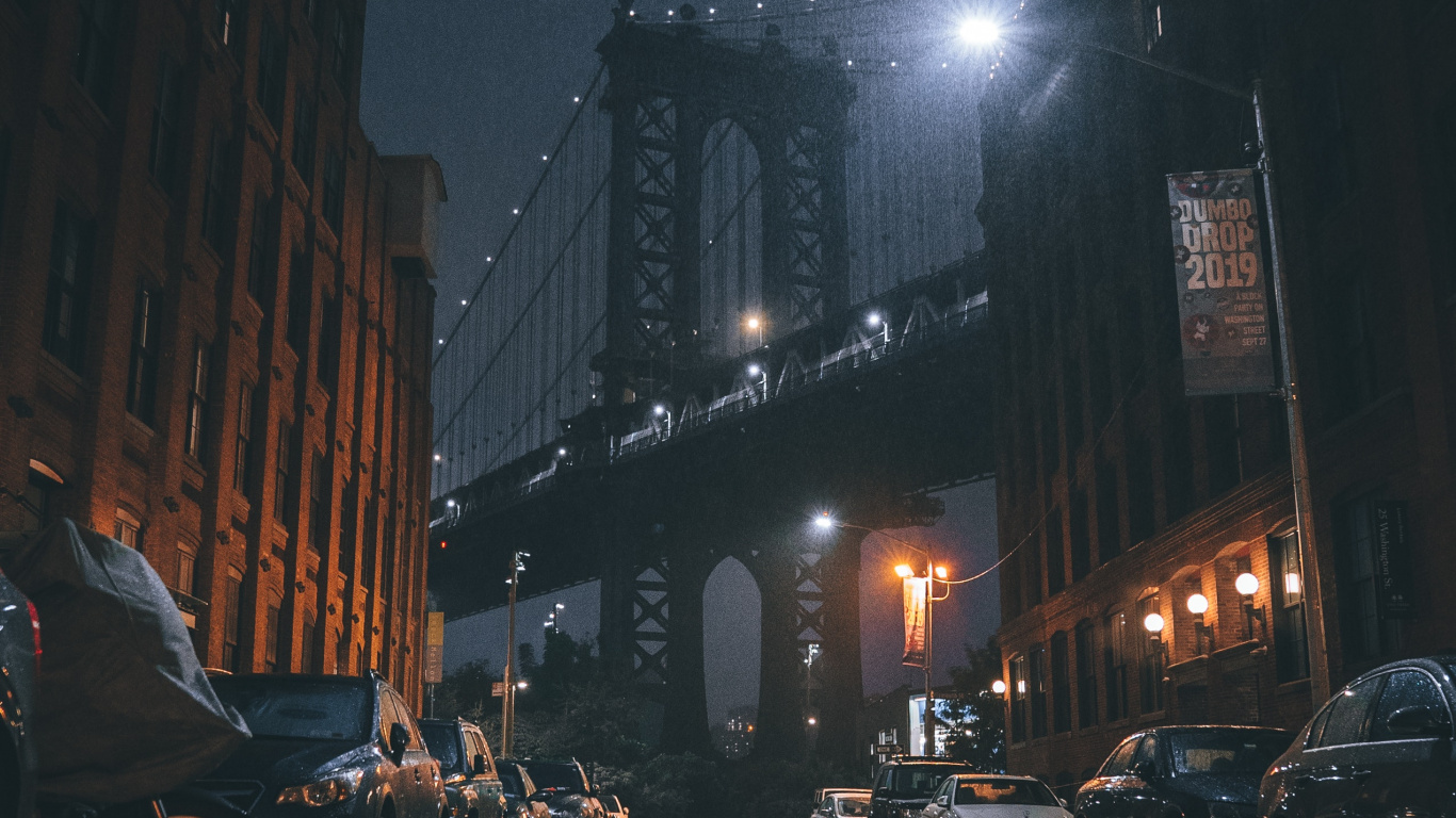 Brooklyn Bridge Park, Pont de Manhattan, Pont de Brooklyn, Pont, Bâtiment. Wallpaper in 1366x768 Resolution