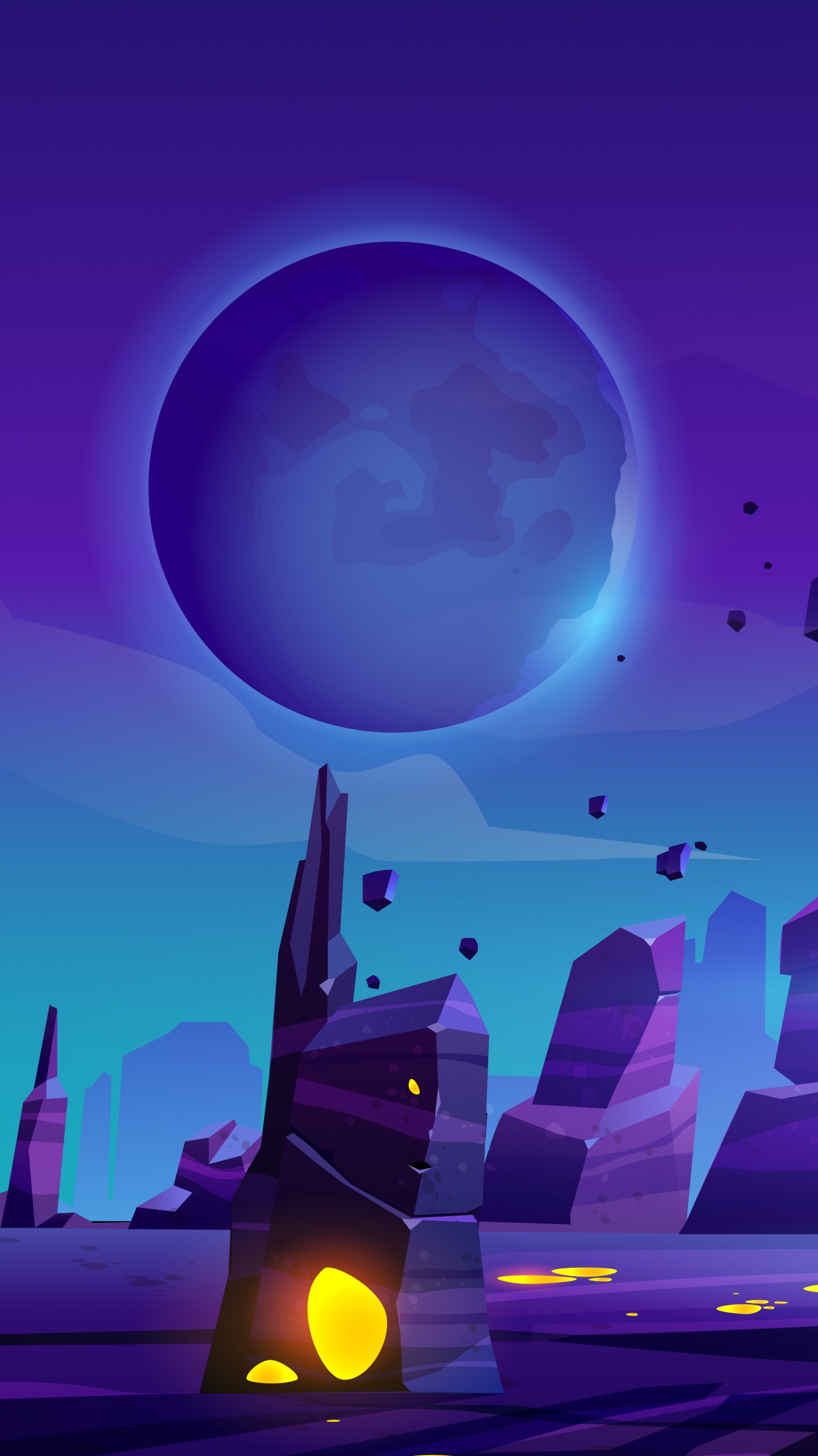 Illustration, Planet, Vektor-Grafiken, Cartoon, Außerirdisches Leben. Wallpaper in 1440x2560 Resolution