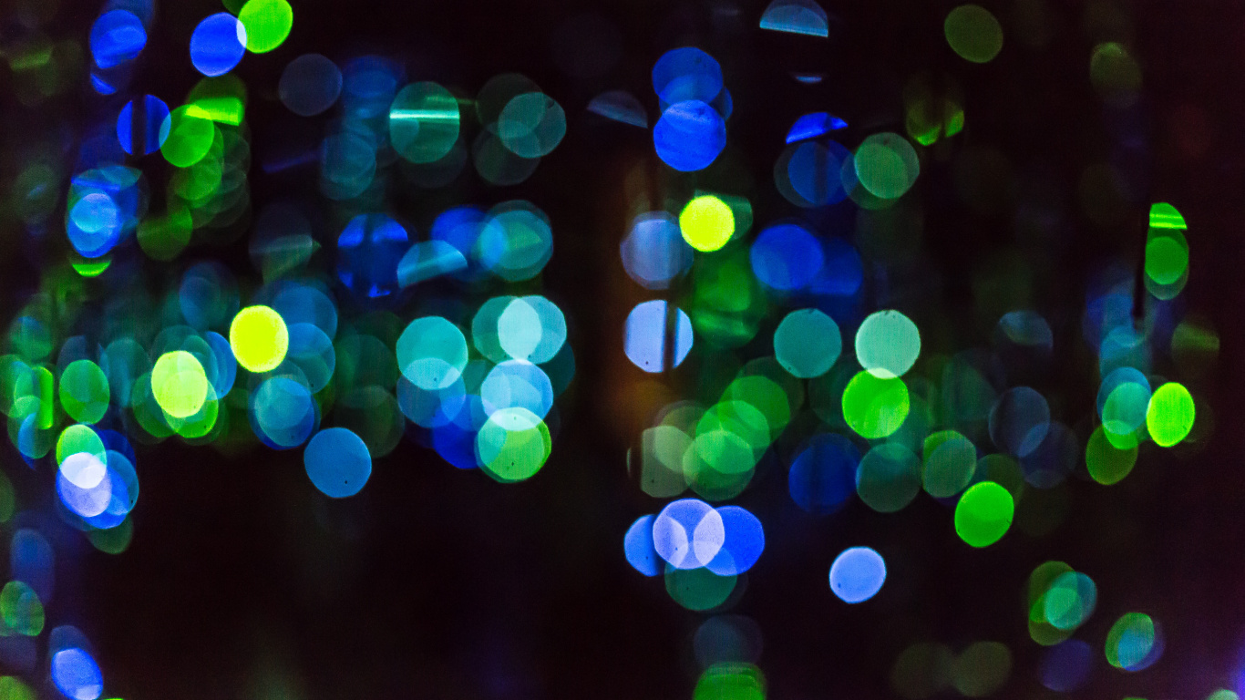 Green and Blue Bokeh Lights. Wallpaper in 1366x768 Resolution