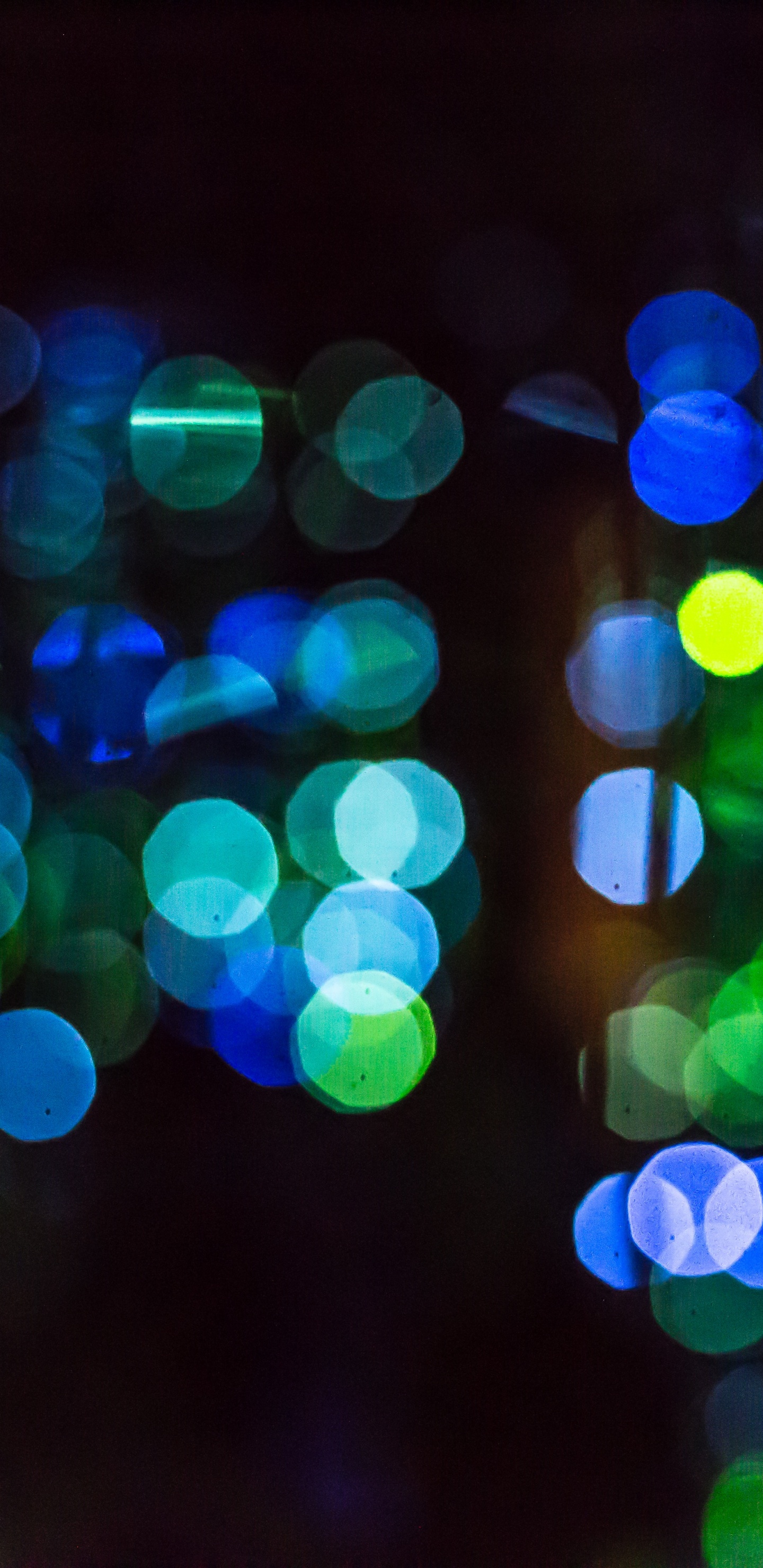 Green and Blue Bokeh Lights. Wallpaper in 1440x2960 Resolution