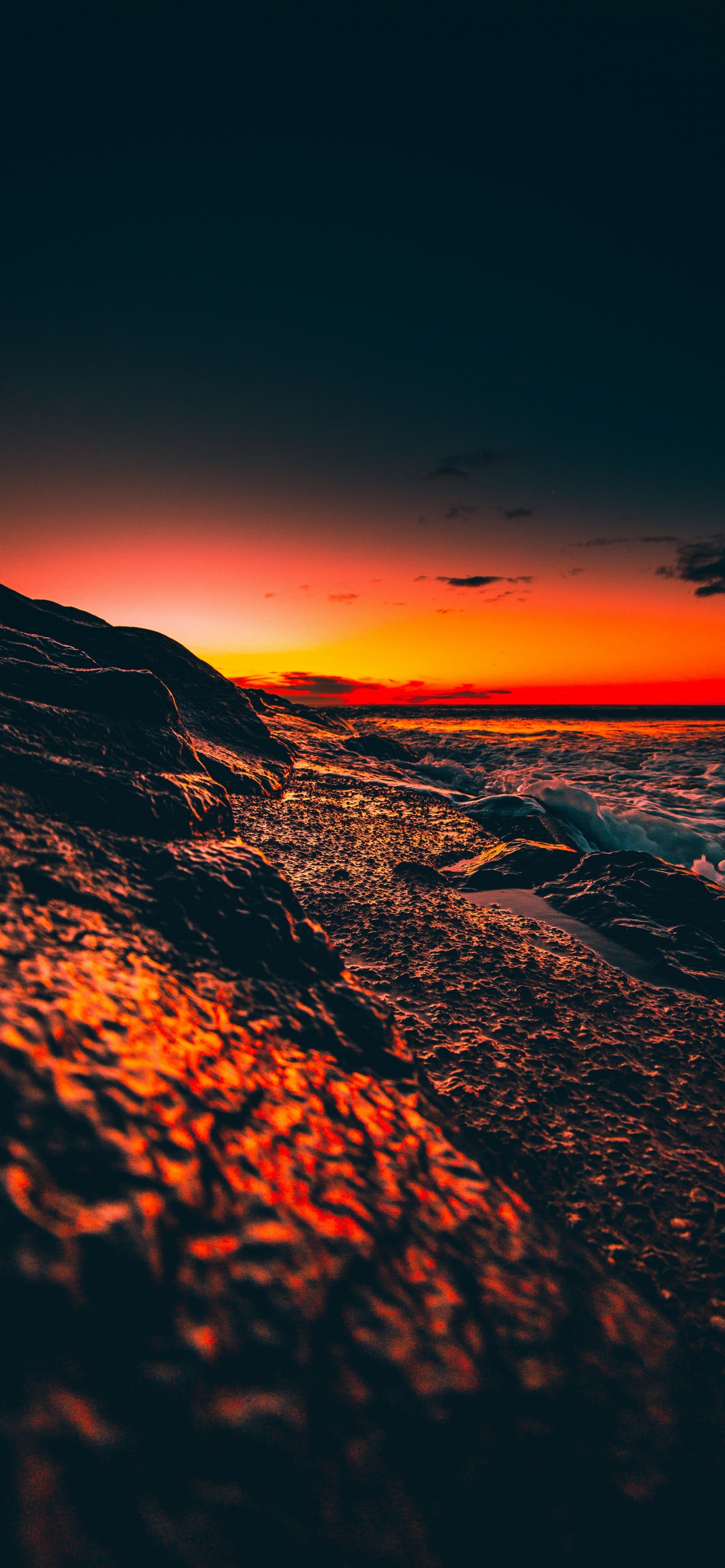 Puesta, Afterglow, Naturaleza, Rojo, Naranja. Wallpaper in 1242x2688 Resolution