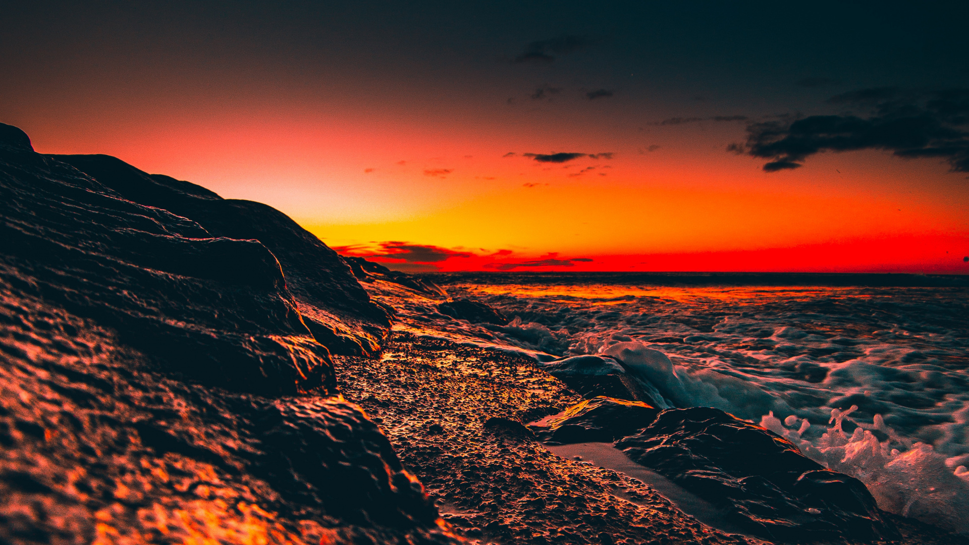 Lever, Horizon, Afterglow, Nature, Red. Wallpaper in 1920x1080 Resolution