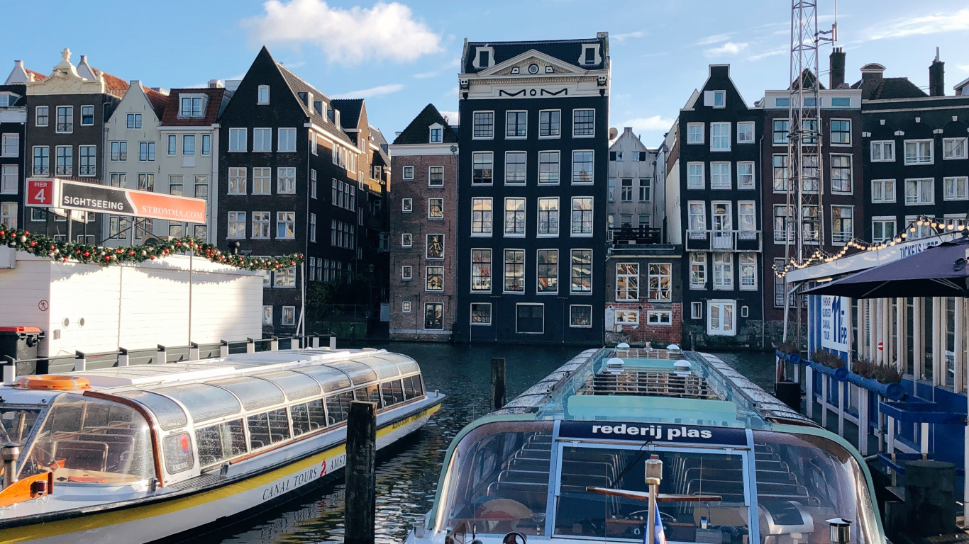 Amsterdam, Eau, Corps de L'eau, Voie Navigable, Motomarine. Wallpaper in 1366x768 Resolution